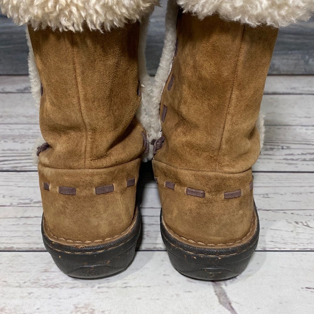 Ugg Australia Elijo Chestnut Brown Suede Winter Fur Cuff Boots #5674 - Picture 10 of 15